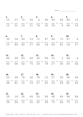 Simplify by 3 Problem Set Q Multiplication Worksheet