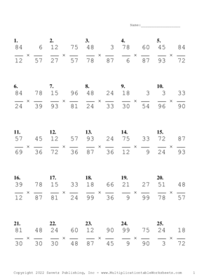 Simplify by 3 Problem Set R Multiplication Worksheet