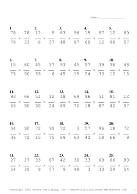 Simplify by 3 Problem Set Y Multiplication Worksheet