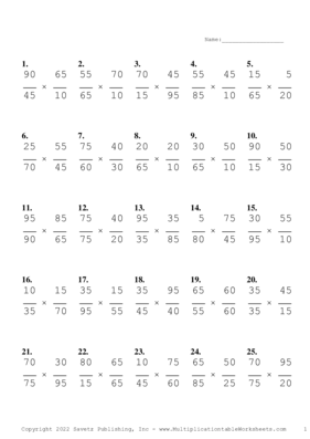 Simplify by 5 Problem Set AC Multiplication Worksheet