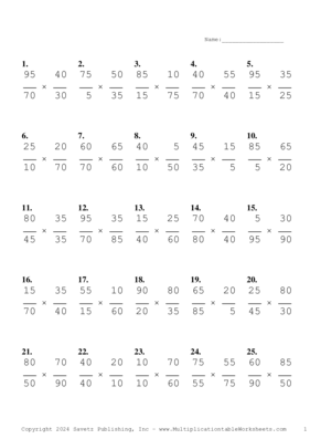 Simplify by 5 Problem Set AP Multiplication Worksheet