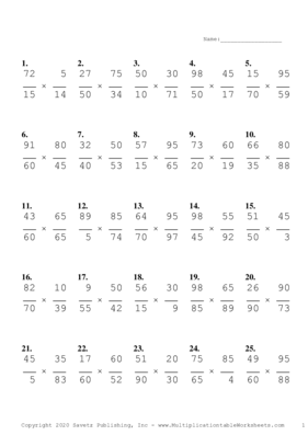 Simplify by 5 Problem Set B Multiplication Worksheet