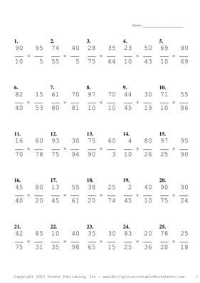 Simplify by 5 Problem Set H Multiplication Worksheet