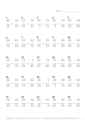 Simplify by 5 Problem Set S Multiplication Worksheet