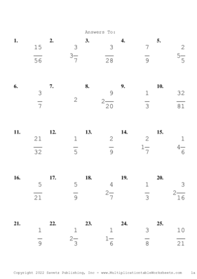 Single Digit Fraction Problem Set AC Answers