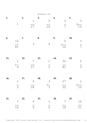 Single Digit Fraction Problem Set AK Answers