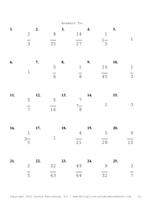 Single Digit Fraction Problem Set AO Answers