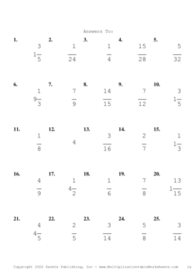 Single Digit Fraction Problem Set AP Answers