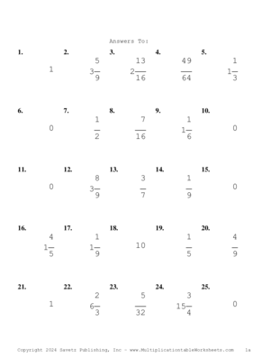 Single Digit Fraction Problem Set AQ Answers