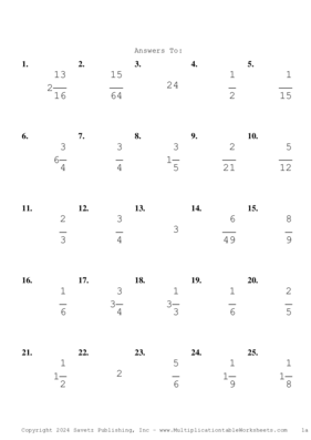 Single Digit Fraction Problem Set AT Answers