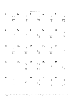 Single Digit Fraction Problem Set AV Answers