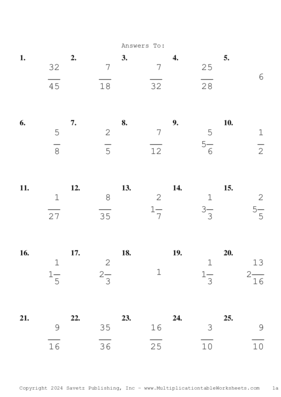 Single Digit Fraction Problem Set BP Answers