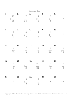 Single Digit Fraction Problem Set BZ Answers