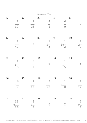 Single Digit Fraction Problem Set B Answers