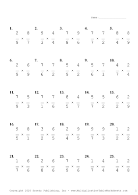 Single Digit Fraction Problem Set C Multiplication Worksheet