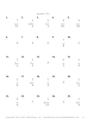 Single Digit Fraction Problem Set CD Answers