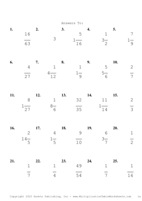 Single Digit Fraction Problem Set C Answers