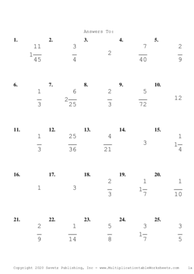 Single Digit Fraction Problem Set D Answers