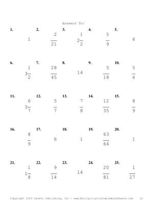 Single Digit Fraction Problem Set E Answers