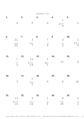 Single Digit Fraction Problem Set G Answers