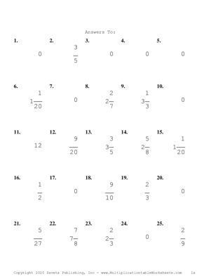 Single Digit Fraction Problem Set I Answers