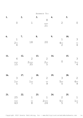 Single Digit Fraction Problem Set J Answers