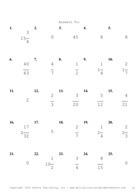 Single Digit Fraction Problem Set M Answers