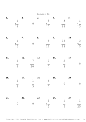 Single Digit Fraction Problem Set N Answers