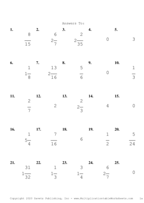 Single Digit Fraction Problem Set O Answers