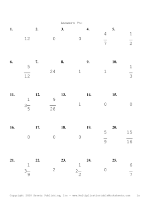 Single Digit Fraction Problem Set P Answers