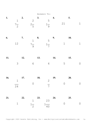 Single Digit Fraction Problem Set R Answers