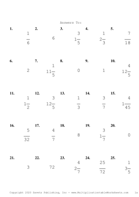 Single Digit Fraction Problem Set S Answers