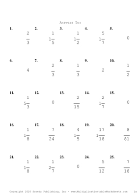 Single Digit Fraction Problem Set T Answers