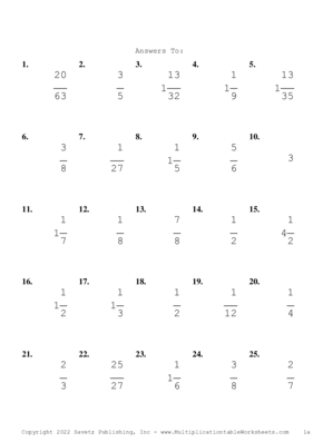 Single Digit Fraction Problem Set U Answers