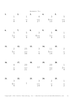 Single Digit Fraction Problem Set V Answers