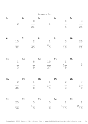 Single Digit Fraction Problem Set W Answers