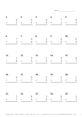 Single Digit Problem Set C Multiplication Worksheet