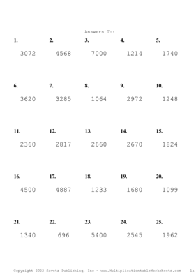 Three by One Digit Problem Set AB Answers