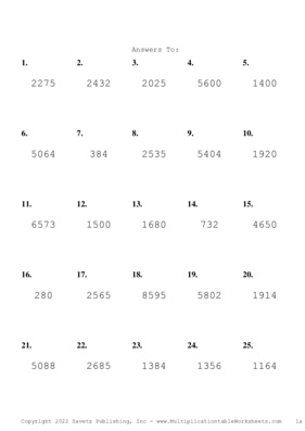 Three by One Digit Problem Set AD Answers