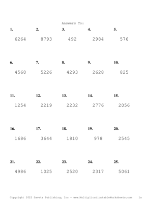 Three by One Digit Problem Set AG Answers