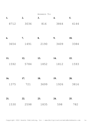 Three by One Digit Problem Set AJ Answers