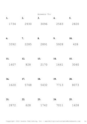 Three by One Digit Problem Set AK Answers