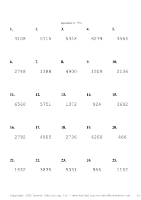 Three by One Digit Problem Set AL Answers