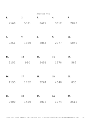 Three by One Digit Problem Set AM Answers