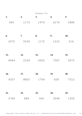 Three by One Digit Problem Set AN Answers