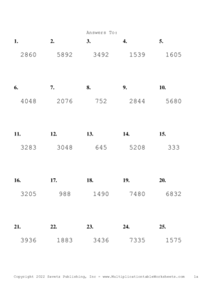 Three by One Digit Problem Set AP Answers