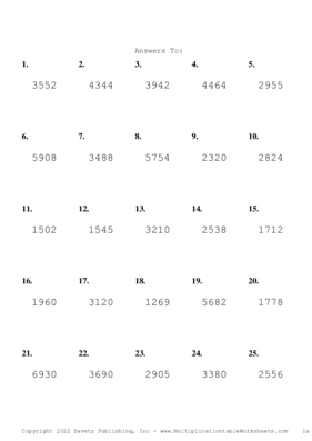 Three by One Digit Problem Set AQ Answers