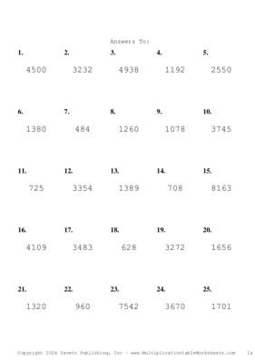 Three by One Digit Problem Set BA Answers