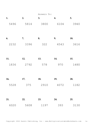 Three by One Digit Problem Set BE Answers