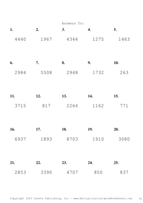 Three by One Digit Problem Set B Answers